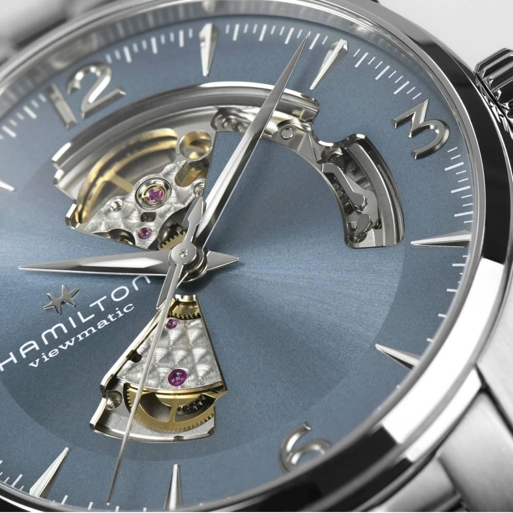 HAMILTON Jazzmaster Open Heart Auto Light Blue Dial 42mm Silver Stainless Steel Bracelet H32705142