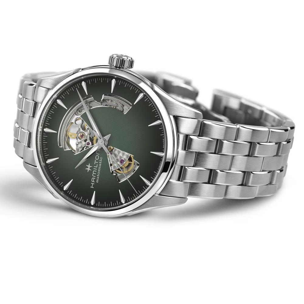 HAMILTON Jazzmaster Open Heart Auto Green Gradient Dial 42mm Silver Stainless Steel Bracelet H32705160