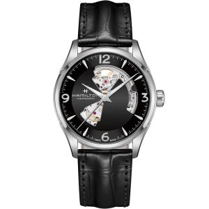HAMILTON Jazzmaster Open Heart Auto Black Dial 42mm Silver Stainless Steel Black Leather Strap H32705731 - 25202