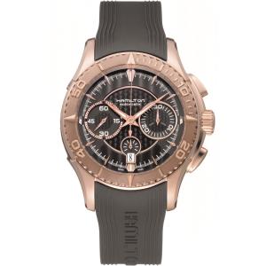 HAMILTON Seaview Chronograph Automatic Brown Dial 44mm Rose Gold Stainless Steel Black Rubber Strap H37646331 - 8612