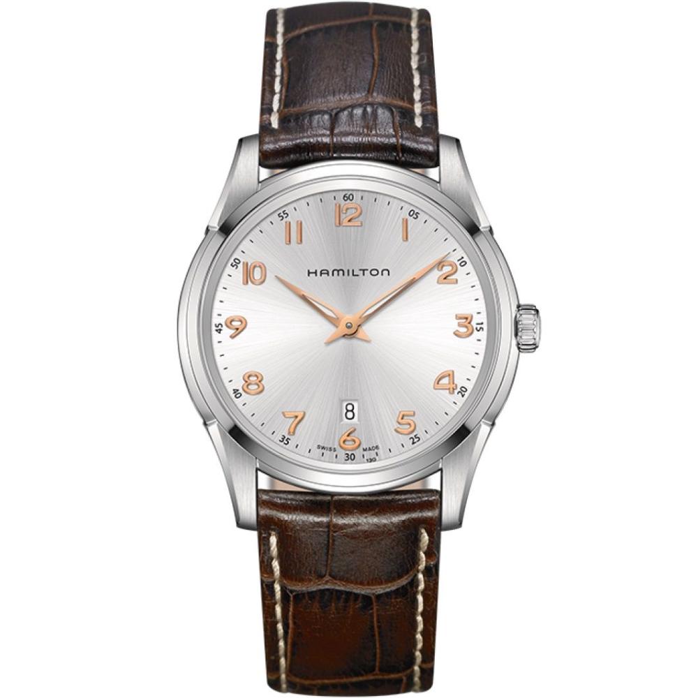 HAMILTON Jazzmaster Thinline Quartz Silver Dial 42mm Silver Stainless Steel Brown Leather Strap H38511513