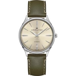 HAMILTON Jazzmaster Thinline Auto Silver Dial 40mm Silver Stainless Steel Olive Green Leather Strap H38525811 - 8979