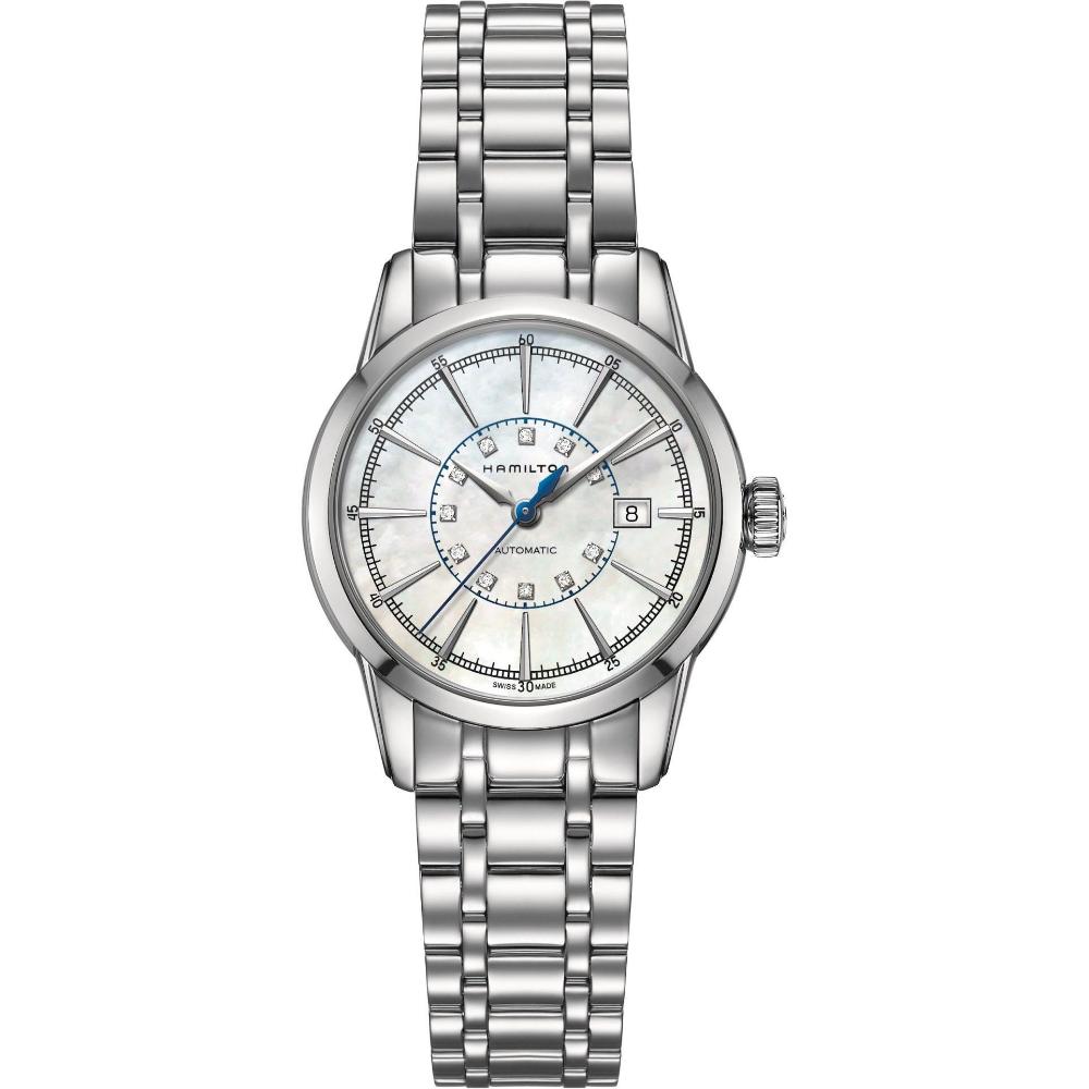 HAMILTON American Classic RailRoad Lady Auto Diamonds Mother of Pearl Dial  32mm Silver Stainless Steel Bracelet H40405191