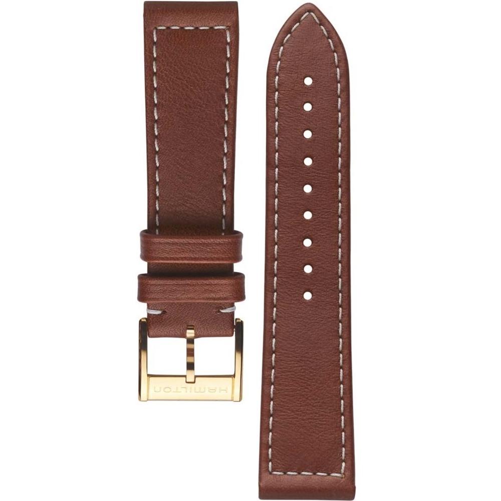 HAMILTON Official Khaki Navy 22-20mm Brown Leather Strap H690777109