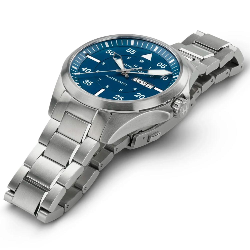 HAMILTON Khaki Aviation Pilot Day Date Auto Blue Dial 42mm Silver Stainless Steel Bracelet H64635140