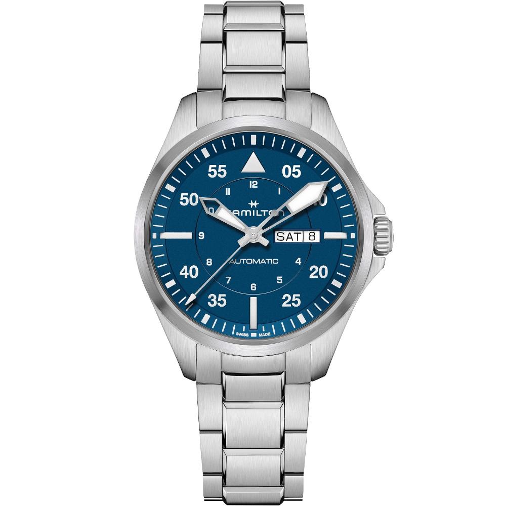 HAMILTON Khaki Aviation Pilot Day Date Auto Blue Dial 42mm Silver Stainless Steel Bracelet H64635140