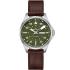 HAMILTON Khaki Aviation Pilot Day Date Auto Green Dial 42mm Silver Stainless Steel Brown Leather Strap H64635560 - 0