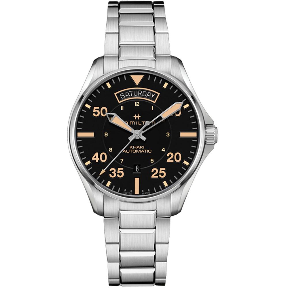 HAMILTON Khaki Aviation Pilot Day Date Auto Black Dial 42mm Silver Stainless Steel Bracelet H64645131