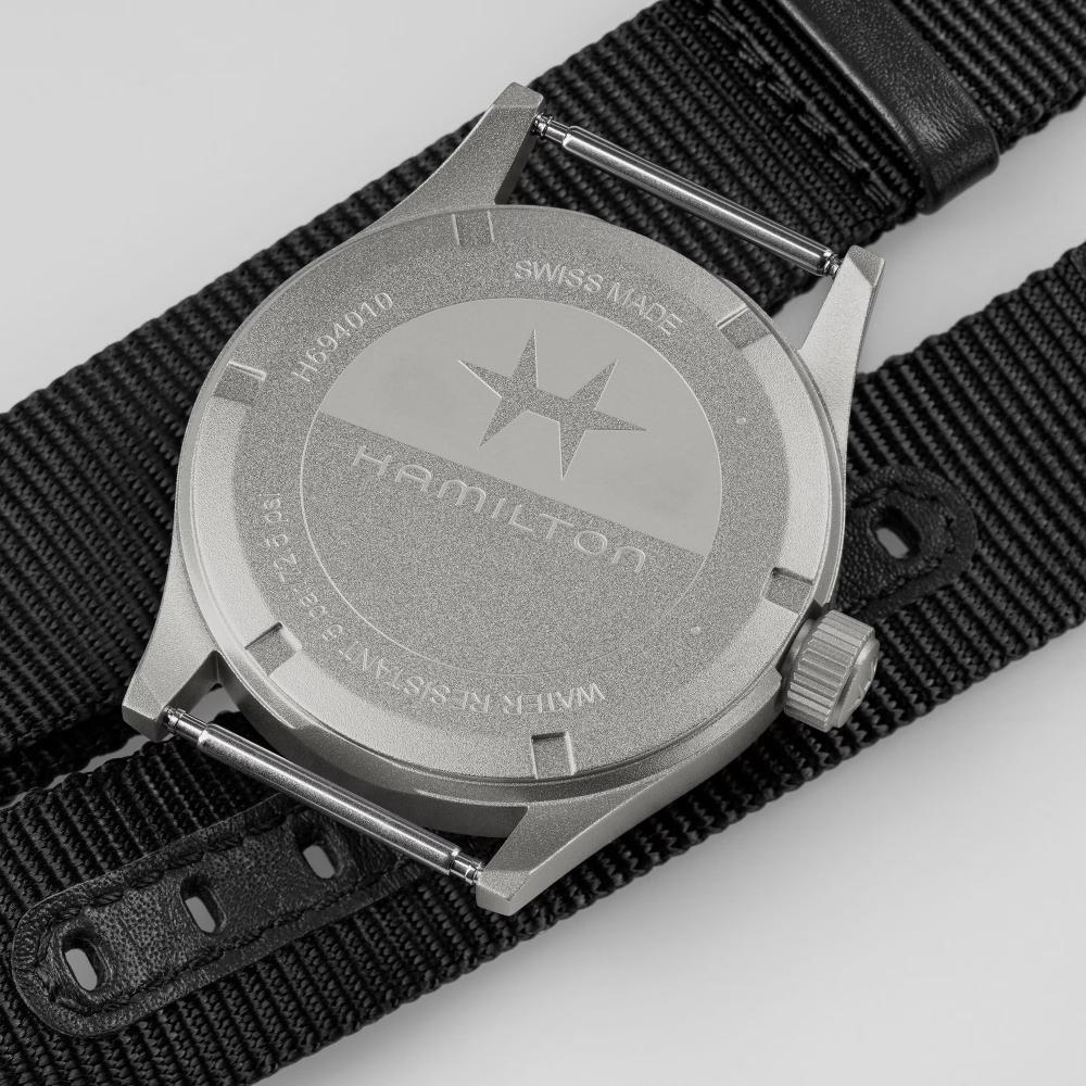 HAMILTON Khaki Field Quartz Black Dial 38mm Silver Stainless Steel Black Fabric Strap H69401430 - 6