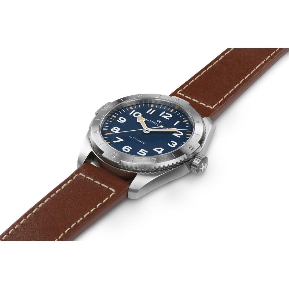 HAMILTON Khaki Field Expedition Auto Blue Dial 41mm Silver Stainless Steel Brown Leather Strap H70315540
