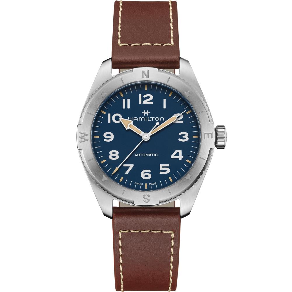 HAMILTON Khaki Field Expedition Auto Blue Dial 41mm Silver Stainless Steel Brown Leather Strap H70315540