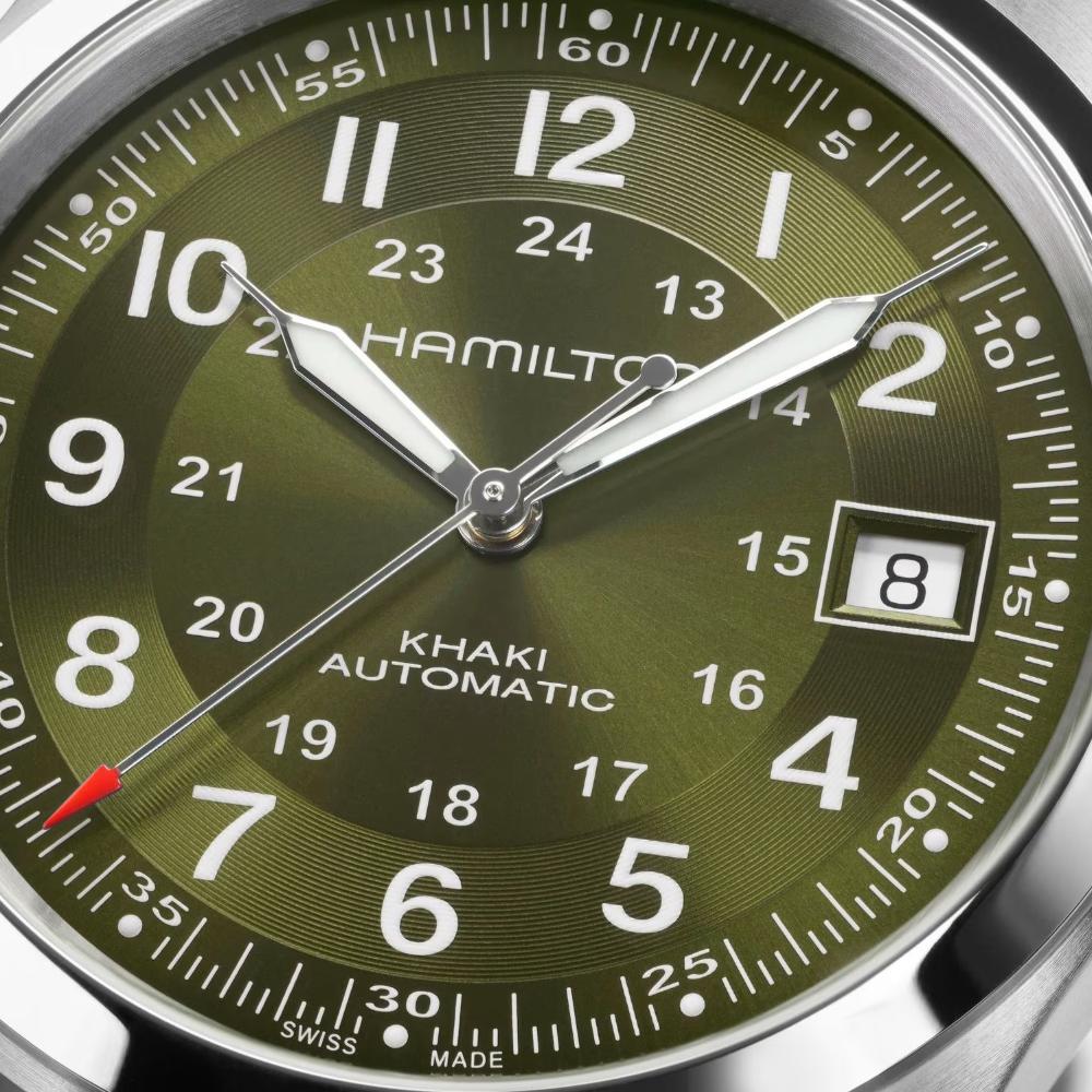 HAMILTON Khaki Field Automatic Green Dial 38mm Silver Stainless Steel Bracelet H70455160