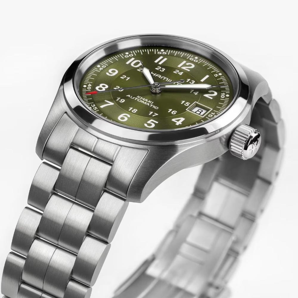 HAMILTON Khaki Field Automatic Green Dial 38mm Silver Stainless Steel Bracelet H70455160