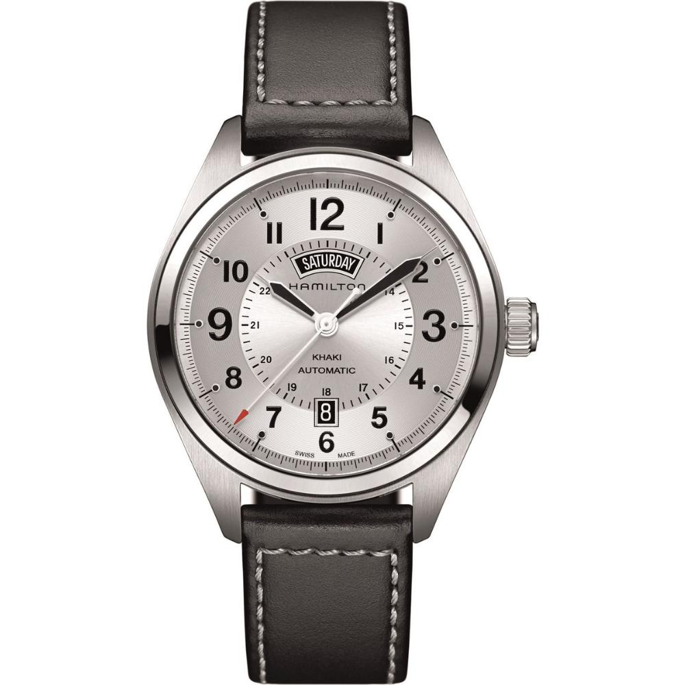 HAMILTON Khaki Field Day Date Auto Silver Dial 42mm Silver Stainless Steel Black Leather Strap H70505753