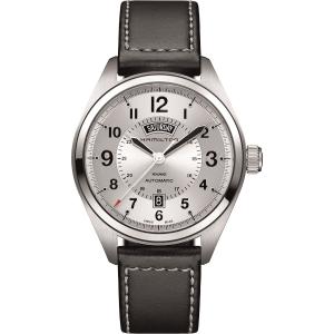 HAMILTON Khaki Field Day Date Auto Silver Dial 42mm Silver Stainless Steel Black Leather Strap H70505753 - 8744