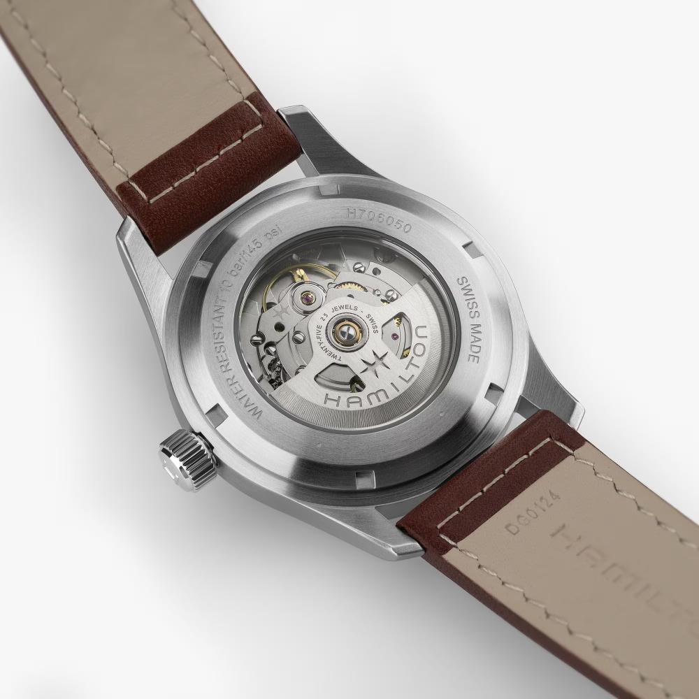 HAMILTON Khaki Field Automatic Green Dial 42mm Silver Stainless Steel Brown Leather Strap H70605560 - 6
