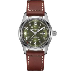 HAMILTON Khaki Field Automatic Green Dial 42mm Silver Stainless Steel Brown Leather Strap H70605560 - 59728