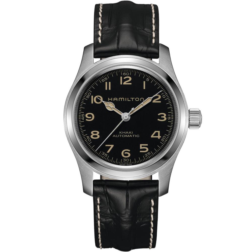 HAMILTON Khaki Field Murph Automatic Black Dial 42mm Silver Stainless Steel Black Leather Strap H70605731