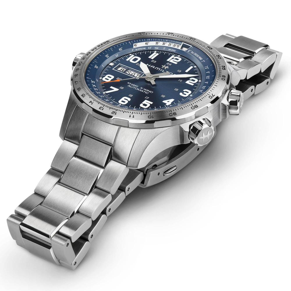 HAMILTON Khaki Aviation X-Wind Day Date Auto Blue Dial 45mm Silver Stainless Steel Bracelet H77765141