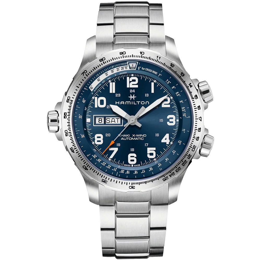 HAMILTON Khaki Aviation X-Wind Day Date Auto Blue Dial 45mm Silver Stainless Steel Bracelet H77765141