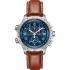 HAMILTON Khaki Aviation X-Wind GMT Chrono Quartz Blue Dial 46mm Silver Stainless Steel Brown Leather Strap H77922541 - 0