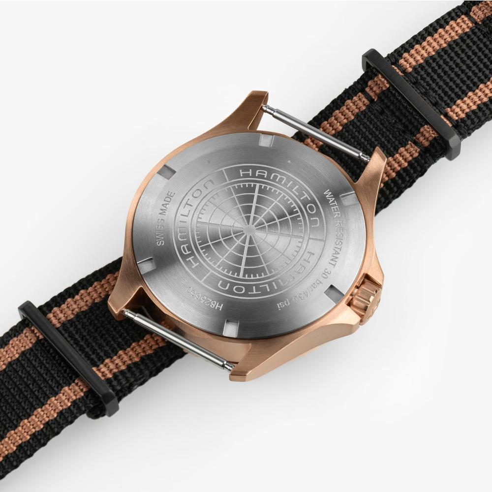 HAMILTON Khaki Navy Scuba Automatic GMT Black Dial 43mm Bronze and Titanium with Black Textile Strap H82565930 - 6