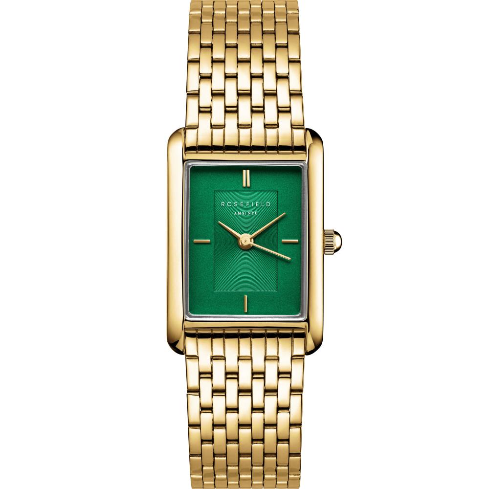 ROSEFIELD Heirloom Emerald Green Sunray Dial 23.5 x 30.6mm Gold Stainless Steel Bracelet HEGSG-H05