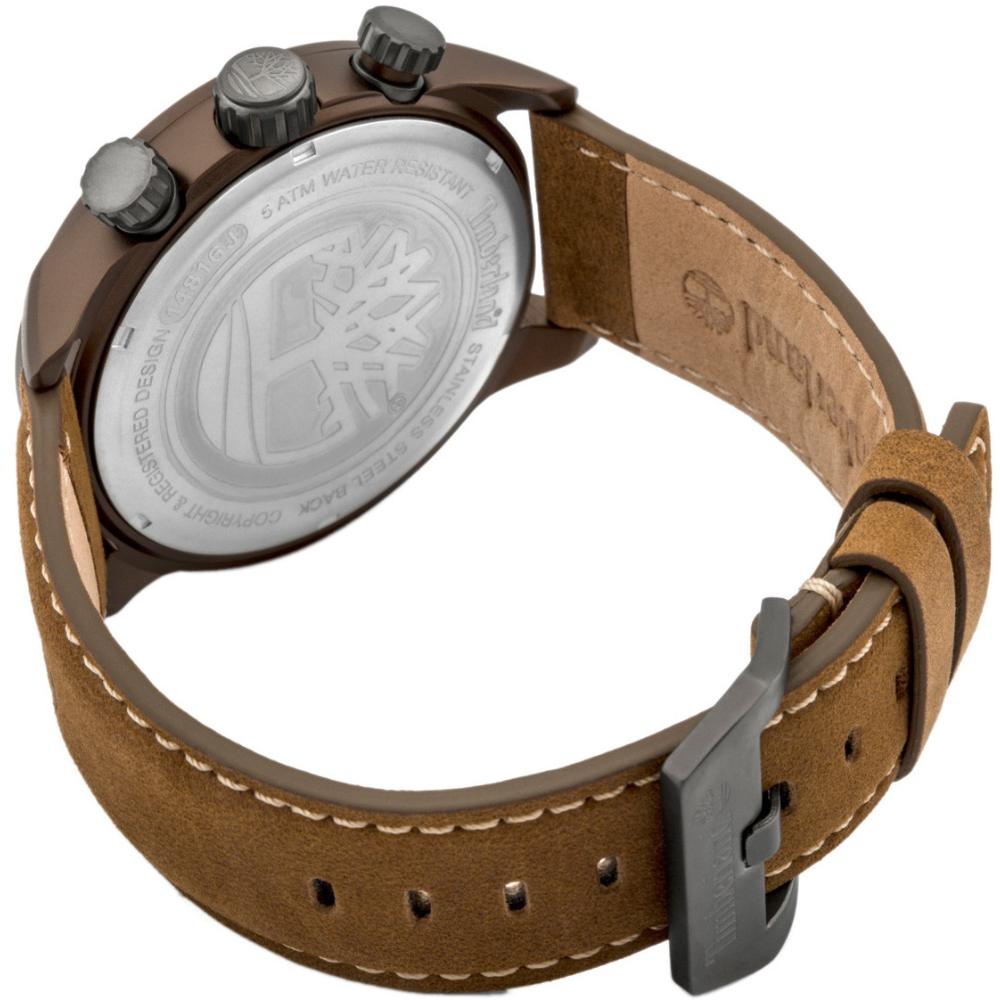 TIMBERLAND Henniker II Dual-Time Multifunction Beige Dial 46mm Bronze Alumimium Brown Strap TBL14816JLBN07