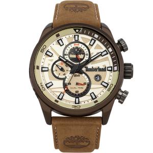 TIMBERLAND Henniker II Dual-Time Multifunction Beige Dial 46mm Bronze Alumimium Brown Strap TBL14816JLBN07 - 3612