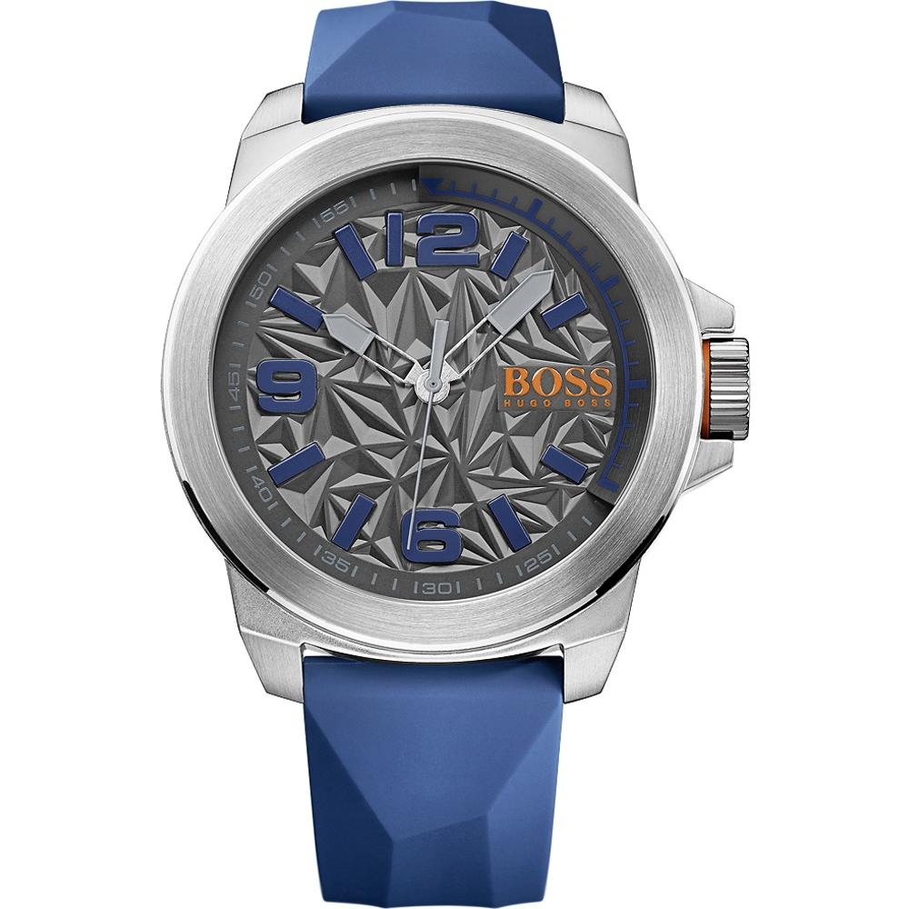 BOSS Orange New York Three Hands 50mm Silver Stainless Steel Blue  Silicone Strap 1513355