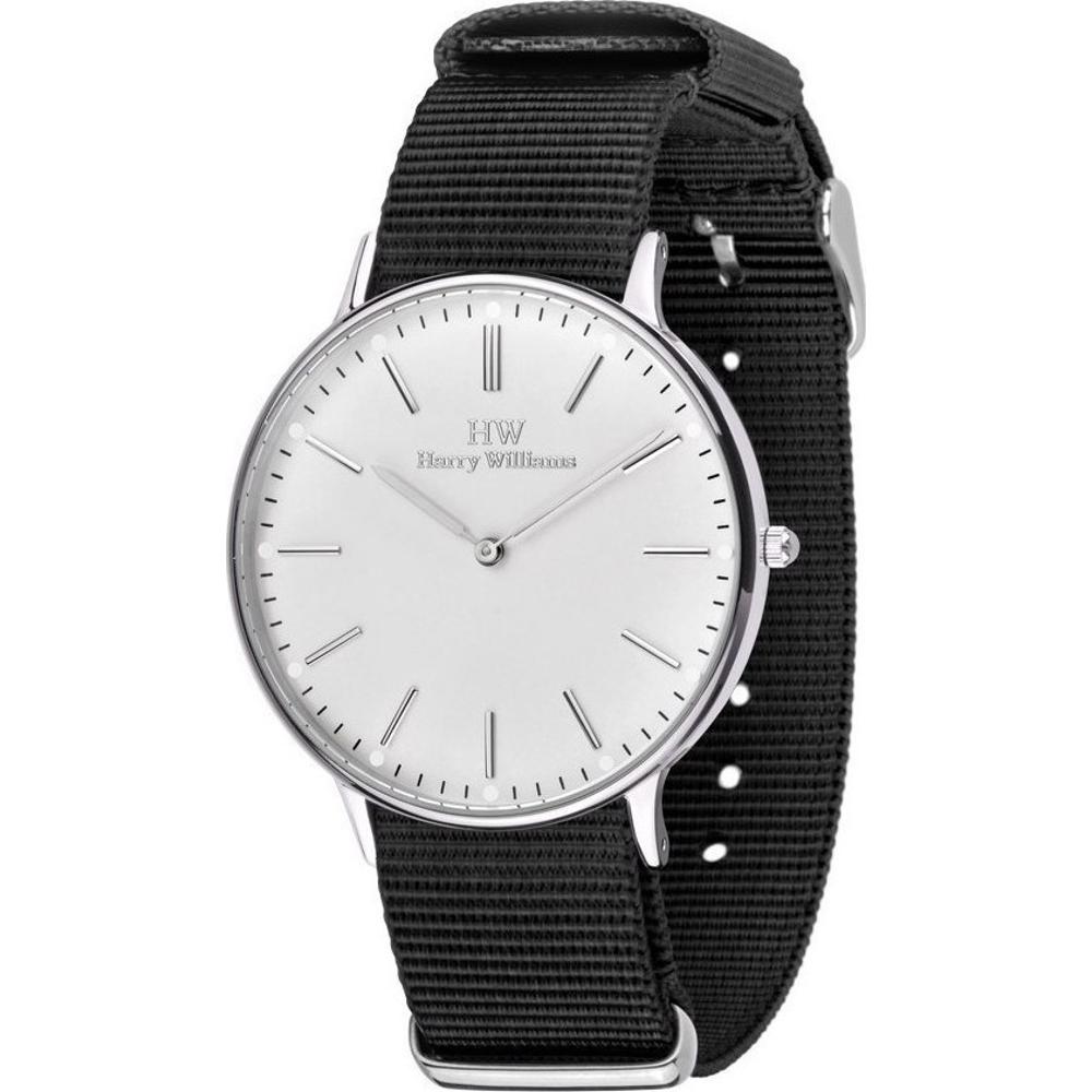 HARRY WILLIAMS This Time Tomorrow Three Hands 41mm Silver Stainless Steel Black Fabric Strap HW-2014M/06