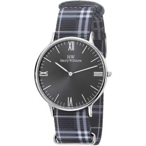 HARRY WILLIAMS Regent Street Three Hands 41mm Silver Stainless Steel Gray Fabric Strap HW-2402M/01 - 10535