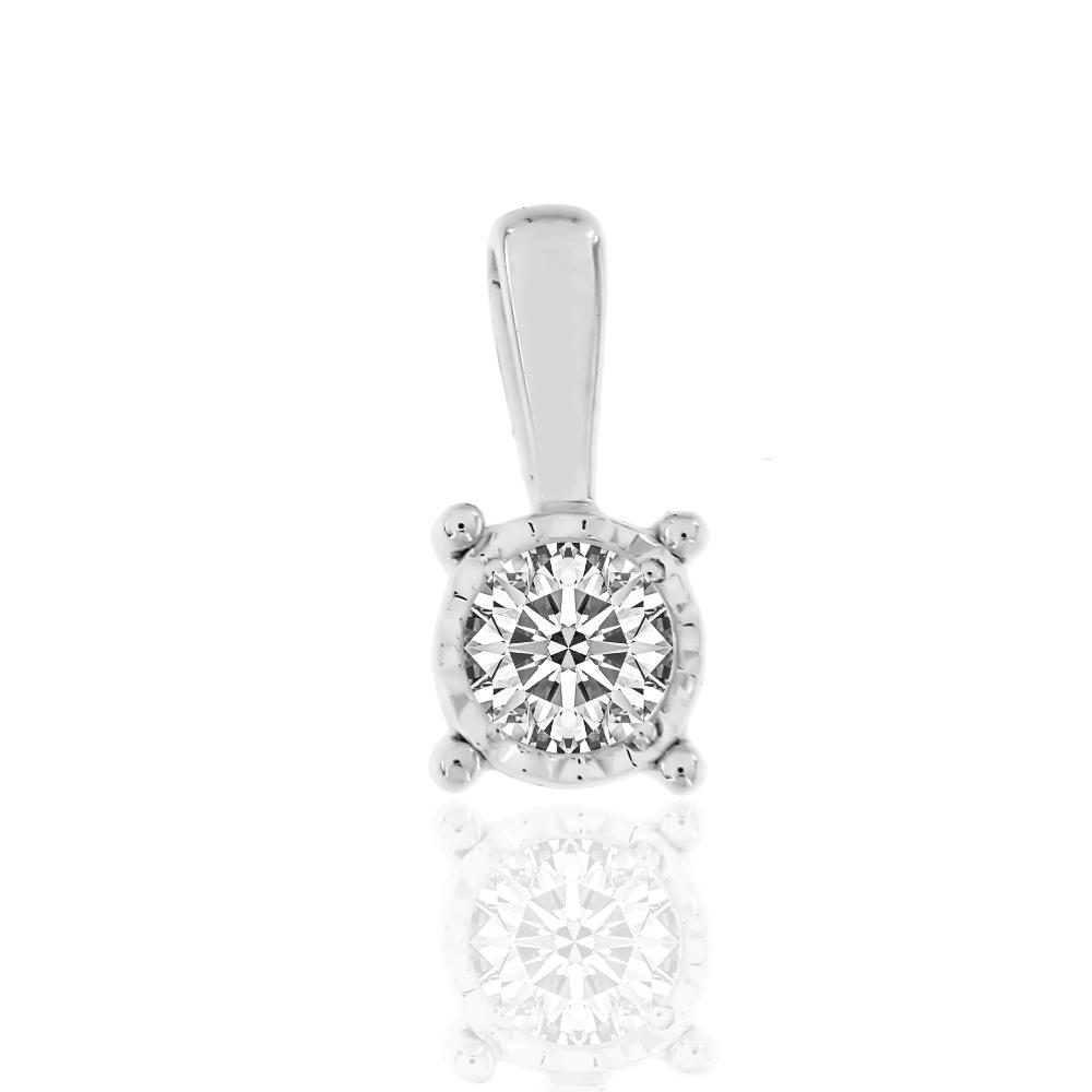 PENDANT Single Stone K18 White Gold with 0.12 ct Diamond BAI19262-13-5