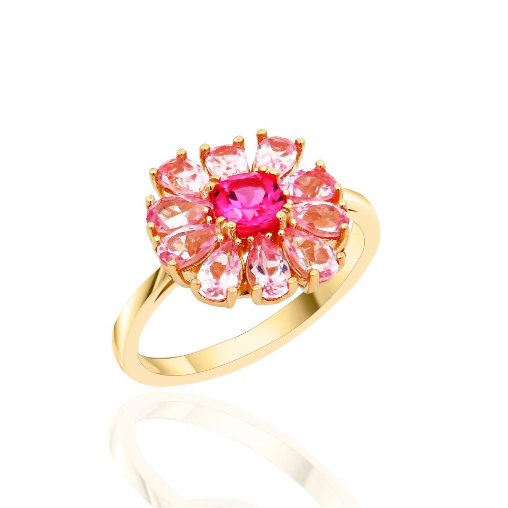 RING Rosette Metron Gold Yellow Gold K18 with Pink Sapphires 24072R