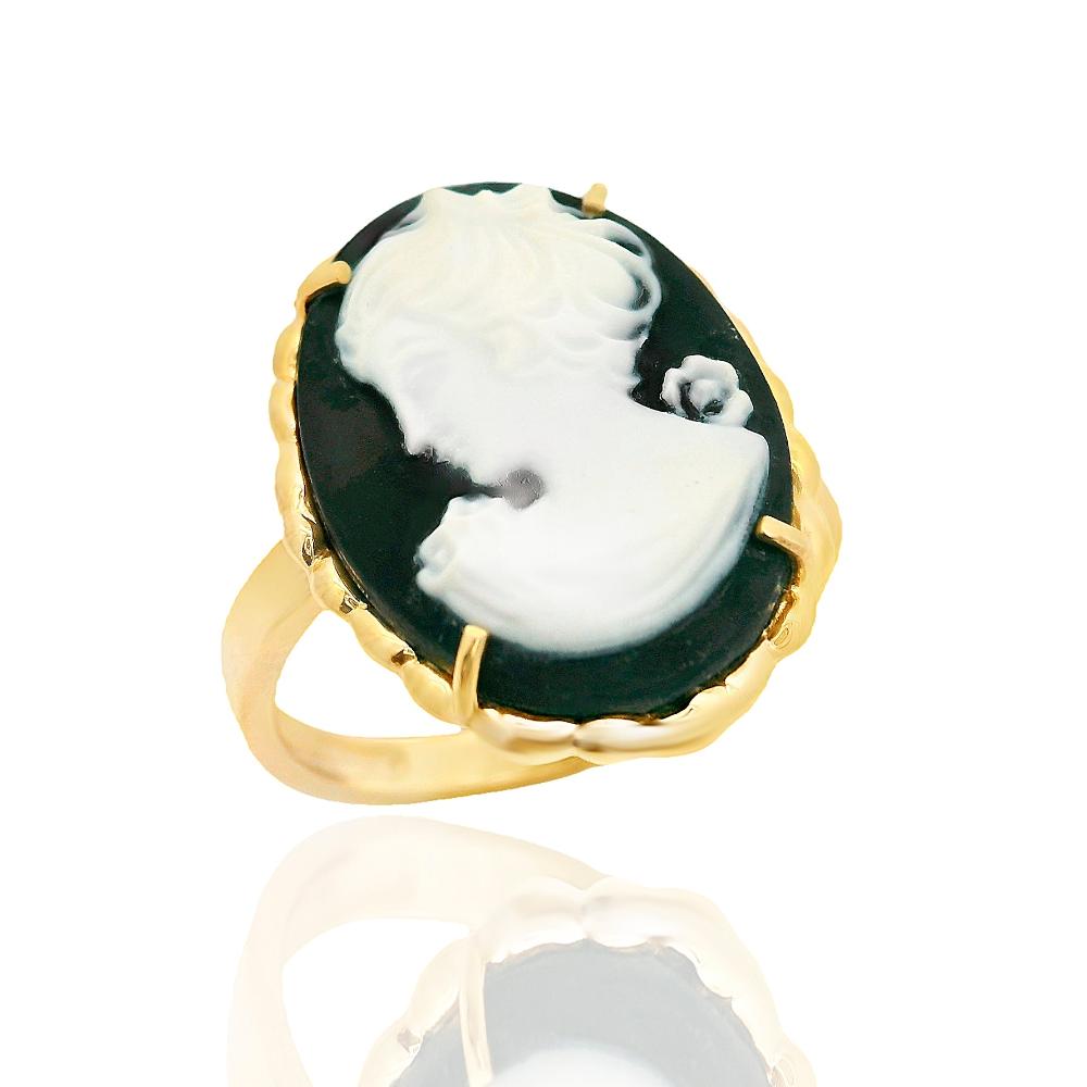 RING Cameo Handmade K14 Yellow Gold 14100YR