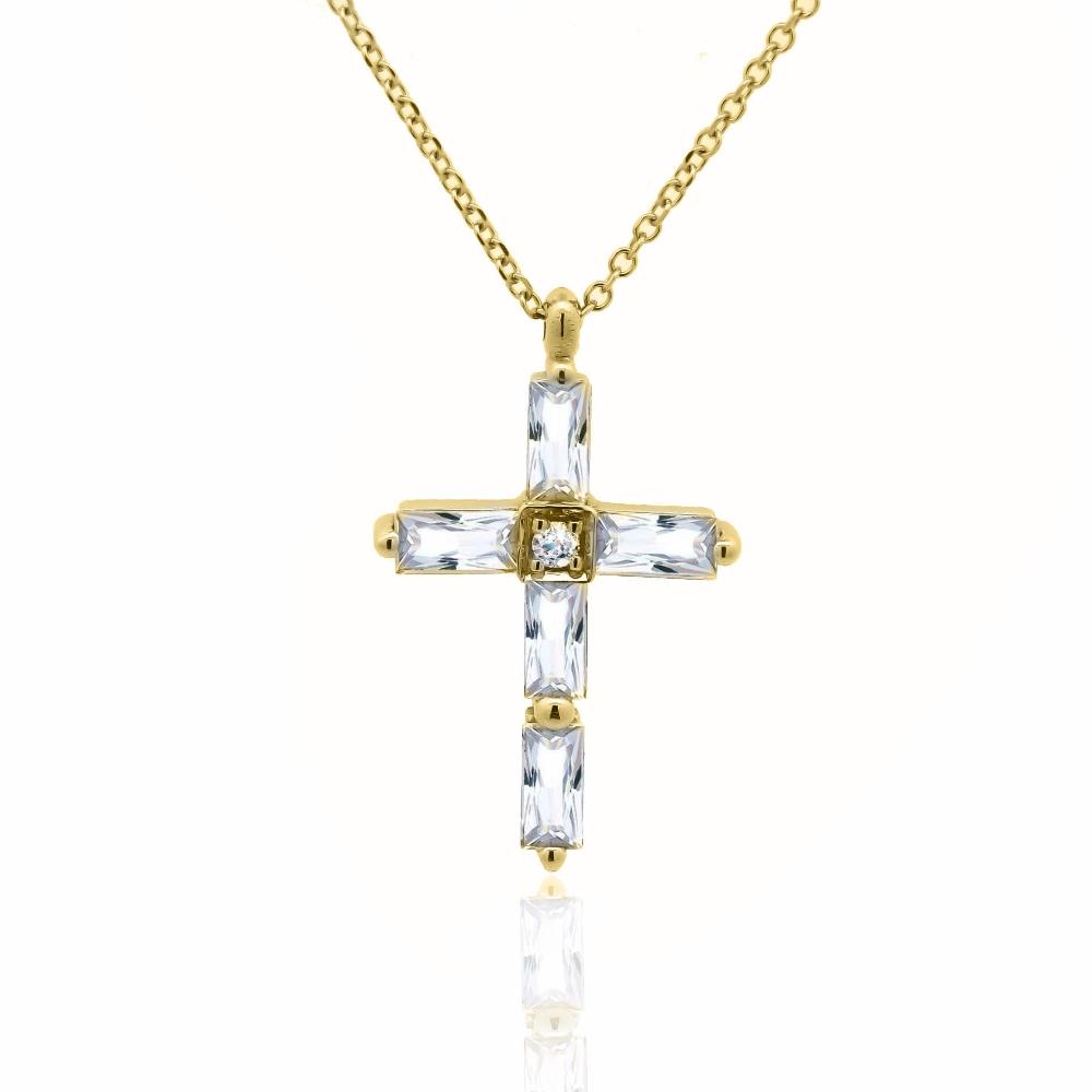 CROSS for Women with Chain K18 Yellow Gold with White Sapphires and Diamonds 24090Y-10