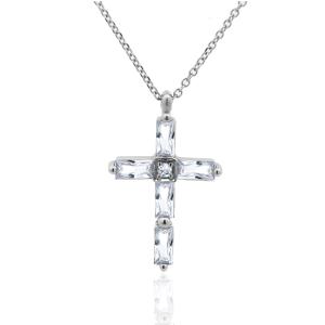 CROSS for Women with Chain K18 White Gold with White Sapphires and Diamonds 24090W-10 - 56655