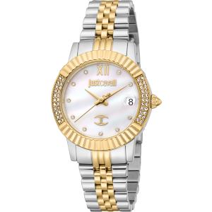 JUST CAVALLI Glam White Pearl Dial 32mm Two Tone Gold Stainless Steel Bracelet JC1L199M0055 - 47745