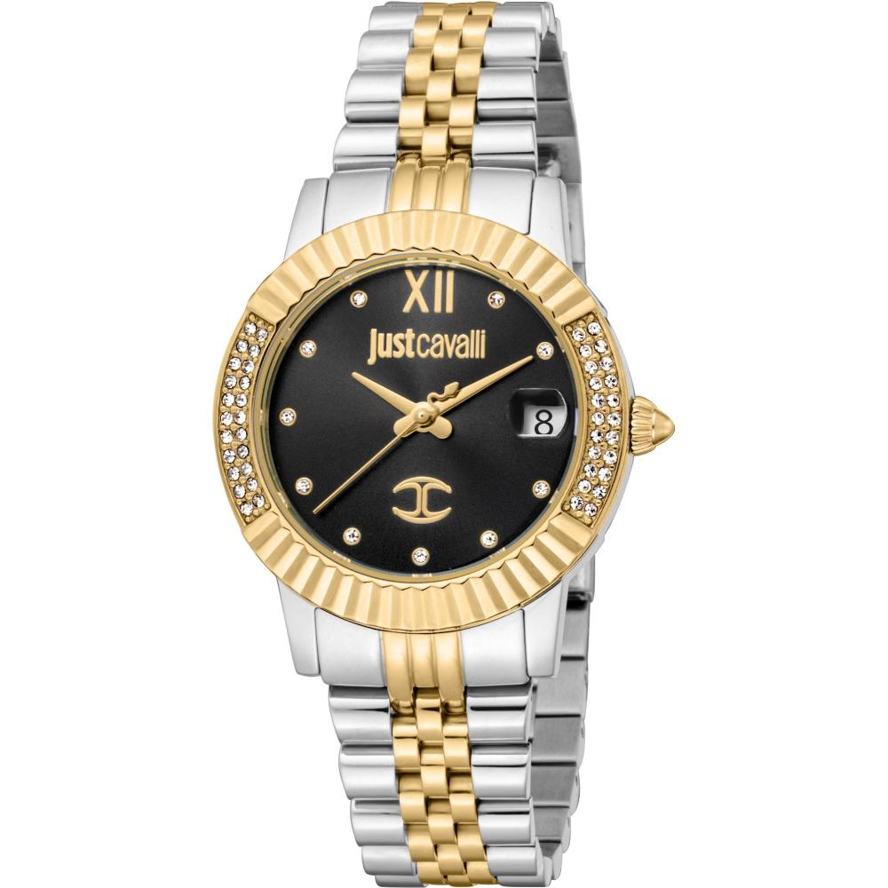 JUST CAVALLI Glam Black Dial 32mm Two Tone Gold Stainless Steel Bracelet JC1L199M0065