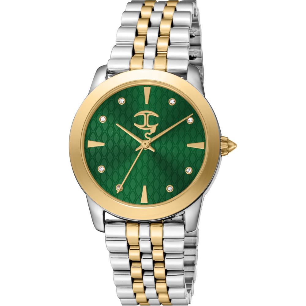 JUST CAVALLI Donna Set Green Dial 34mm Two Tone Gold Stainless Steel Bracelet Gift Set JC1L211M0295