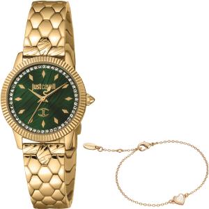 JUST CAVALLI Cuore Set Green Dial 28mm Gold Stainless Steel Bracelet Gift Set JC1L258M0065 - 40429