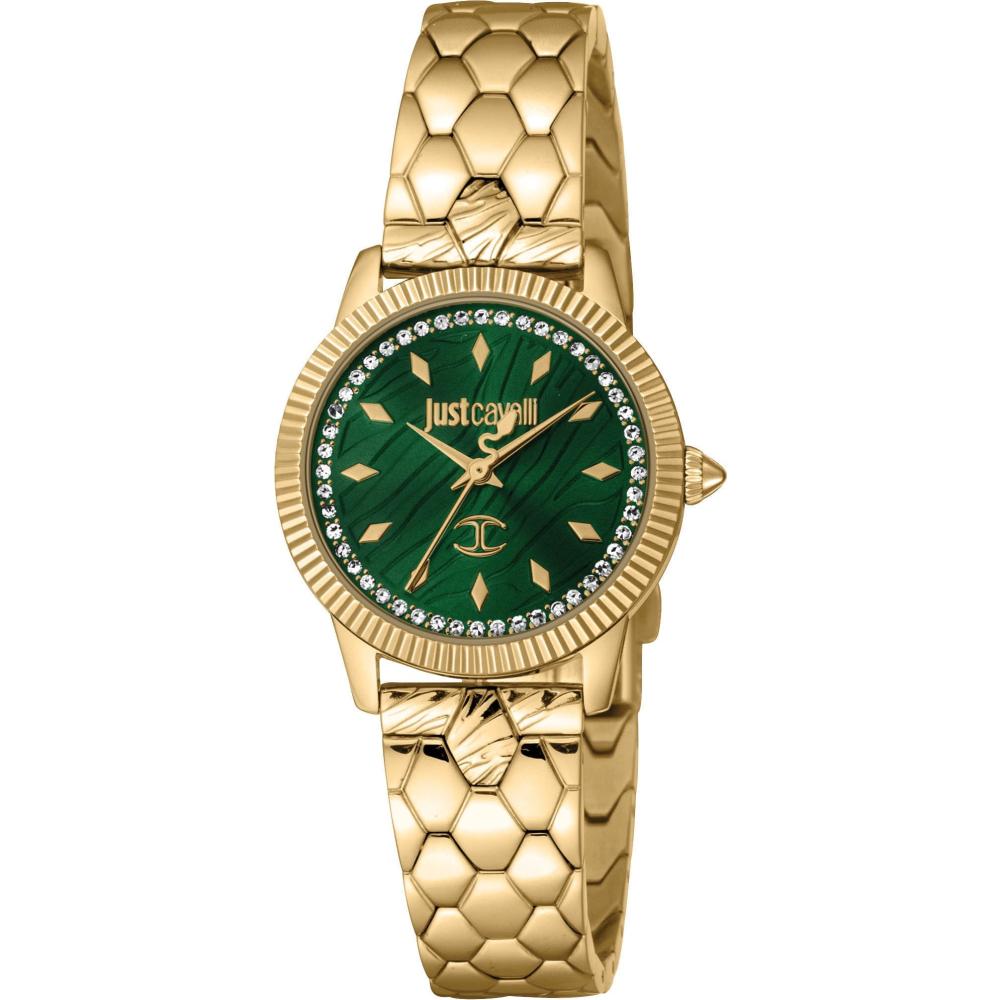 JUST CAVALLI Cuore Set Green Dial 28mm Gold Stainless Steel Bracelet Gift Set JC1L258M0065