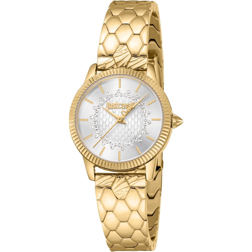 JUST CAVALLI Glam White Dial 28mm Gold Stainless Steel Bracelet JC1L258M0235