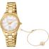 JUST CAVALLI Glam Crystals White Pearl Dial 30mm Gold Stainless Steel Bracelet Gift Set JC1L267M0055 - 0