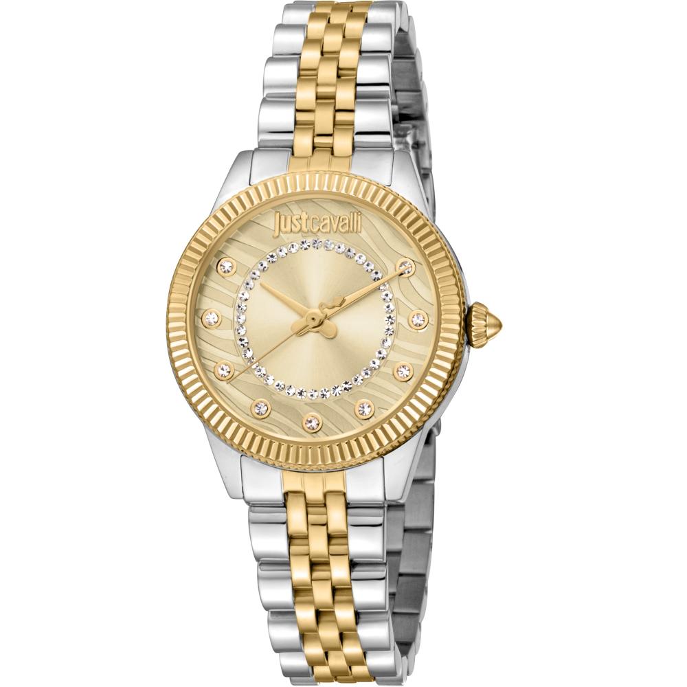 JUST CAVALLI Animalier Gold Dial 30mm Two Tone Gold Stainless Steel Bracelet JC1L272M0055