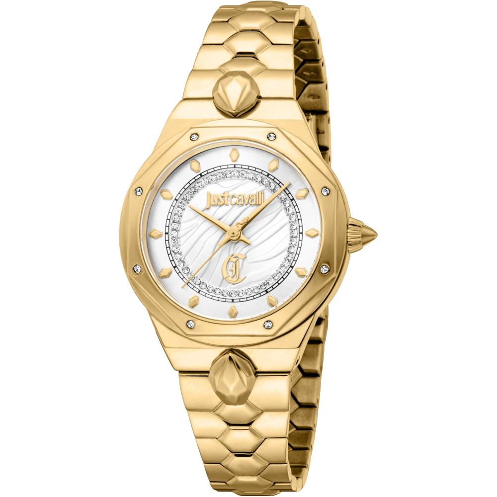 JUST CAVALLI Glam White Dial 32mm Gold Stainless Steel Bracelet JC1L277M0025