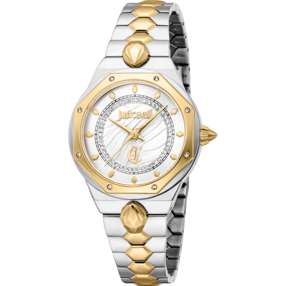 JUST CAVALLI Glam Silver Dial 32mm Two-Tone Gold Stainless Steel Bracelet JC1L277M0045