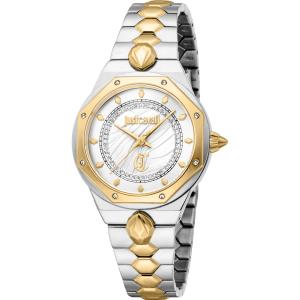 JUST CAVALLI Glam Silver Dial 32mm Two-Tone Gold Stainless Steel Bracelet JC1L277M0045 - 60914