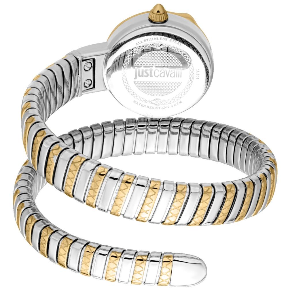 JUST CAVALLI Signature Snake Silver Dial 23mm Two Tone Gold Stainless Steel Bracelet JC1L301M0065