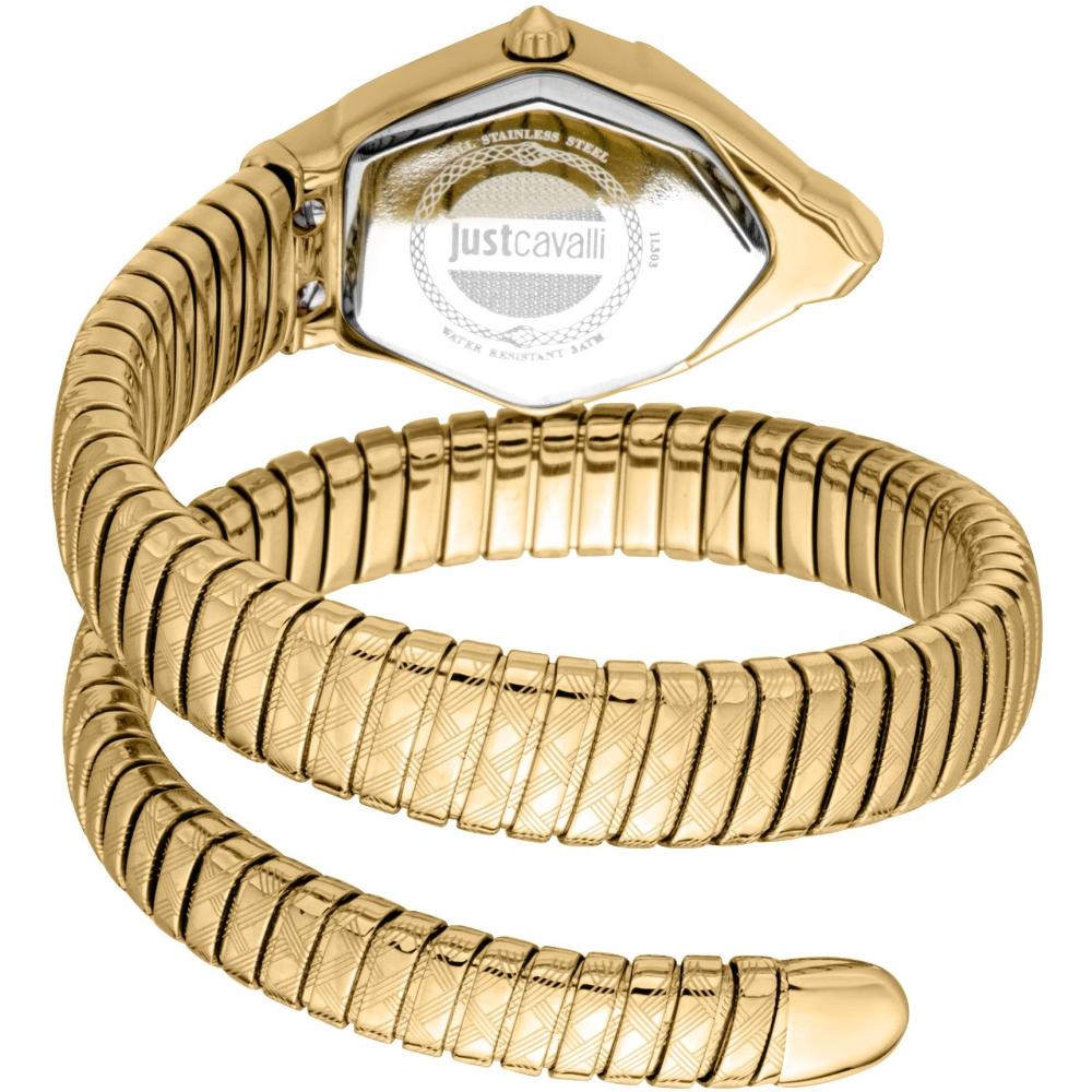 JUST CAVALLI Signature Snake Silver Dial 23x32.5mm Gold Stainless Steel Bracelet JC1L303M0025